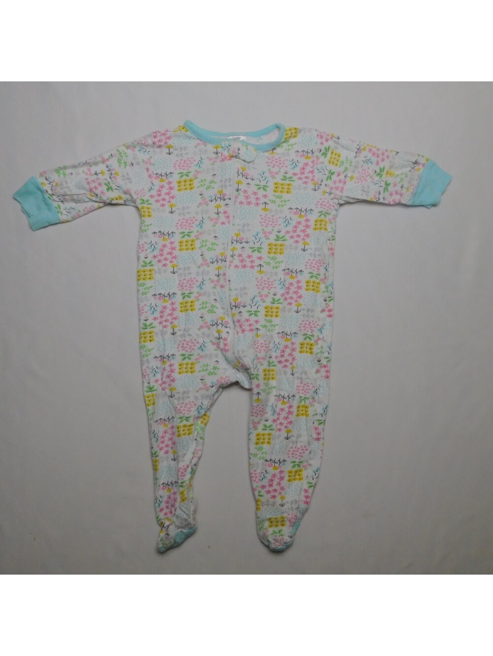 Brand Baby Girls Size 6-9M Floral Garden Footed Pajamas Sleeper White